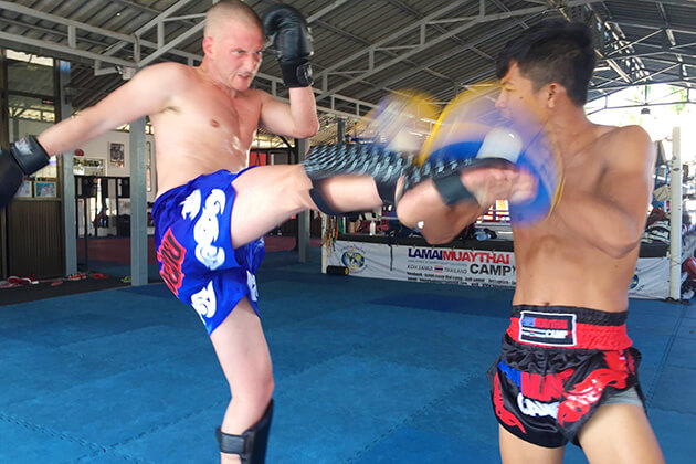 learning the art of Thai kickboxing